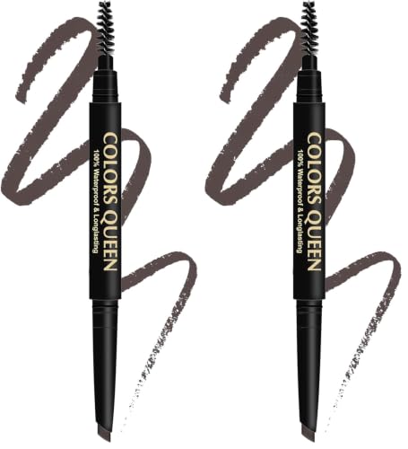 Image of Colors Queen Brow Master Eyebrow Definer Pencil with Spoolie | Natural Looking Brows | Smudge Proof, Waterproof and Long Lasting Eyebrow Pencil (Brown) (Pack of 2)