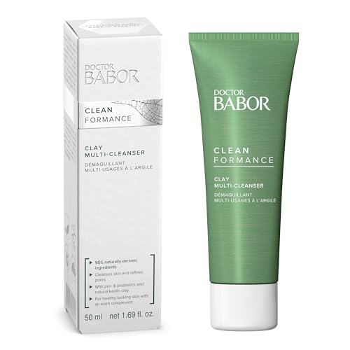 DOCTOR BABOR CLEANFORMANCE Clay Multi-Cleanser für jede Haut, Milde Reinigung und Reinigungsmaske, Prä-/Probiotika Komplex, Vegane Formel, 1 x 50 ml