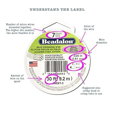 Beadalon 7 Strand Stainless Steel Bead Stringing Wire, 0.018 in / 0.46 mm, Bright, 100 ft / 31 m