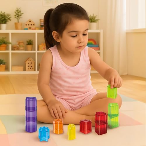 Image of Imagimake Bath Blocks Baby Toys | Leaps & Bounds Bath Toys for Toddlers 12+ Months | Educational Toy for Toddlers, Infants |3-in-1 Play & Learn-Strain, Stack & Learn Numbers| Gift for Kids 1+Year Old