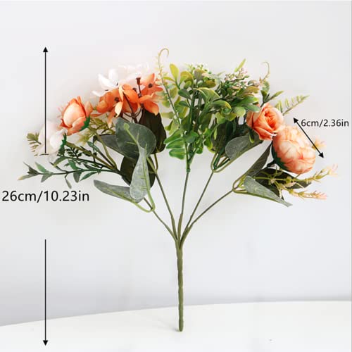 Astryas Artificial Flowers, 2Pcs Fake Peony Silk Hydrangea Flower Bouquet Fall Rose Flowers Centerpieces For Decoration, Fall Flowers Wedding Bouquets For Party Home Décor (Orange) #TOP5