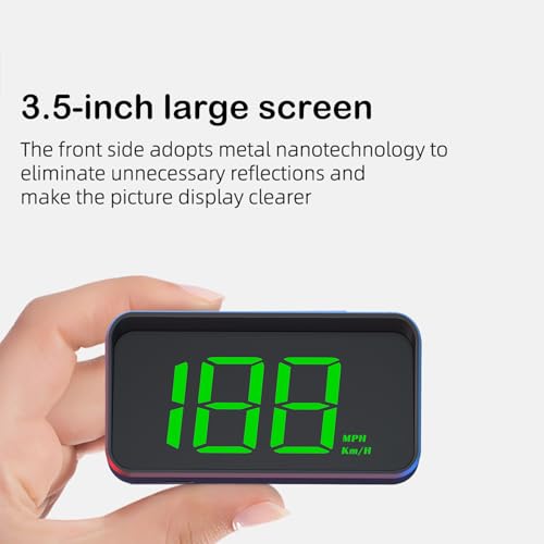 Heads up Display for Cars,MPH Car HUD,Head up Display for Car,3.5 Inches Digital GPS Speedometer,USB Cable Plug and Play,Digital Speedometer for Car,Automatic Brightness Adjustment,Large Font Display - Thumbnail 2
