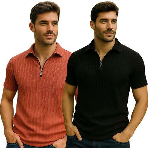 Image of Preneum Men's Polo T‑Shirt | Comfortable Rich Polycotton, Band Collar, Regular Fit | Stylish & Premium All Day Wear (Available in Plus Sizes)