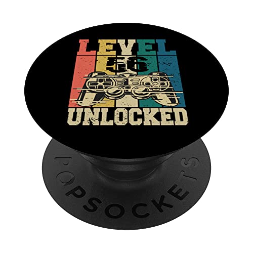 56 cumpleaños Gamer Gamer 56 años Nivel 56 desbloqueado PopSockets PopGrip Intercambiable