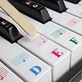 Piano Keyboard Stickers Removable Transparent Key Stickers for 25/49/61/76/88 Keys Multi-Color Music...