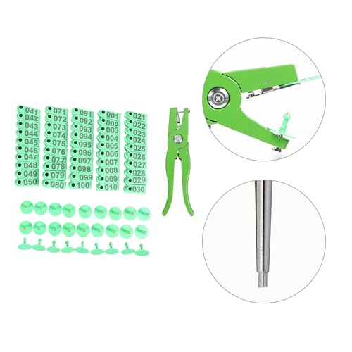 Pince à étiquette oreille verte anti-déchirure avec 100 boucles plastiques pour moutons - 5