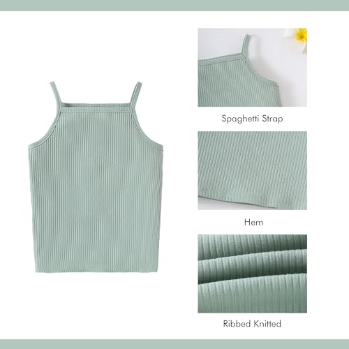 Image of ROMPERINBOX Toddler Tank Tops Girls Spaghetti Strap Ribbed Knit 3 Pack Sleeveless Casual Basic Cami Top for 12M-4T