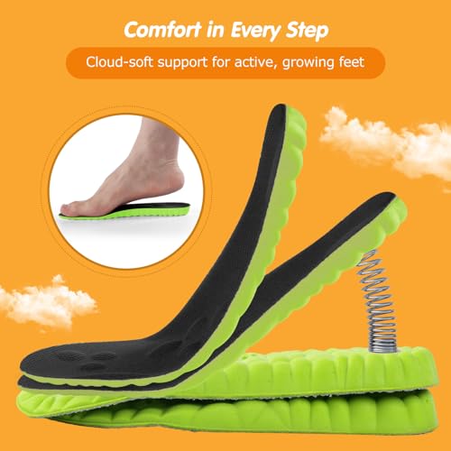Image of 4D Cloud-Soft Comfort Insoles for Kids and Youth - Trim-to-Fit Insoles with Arch Support and Shock Absorption - Breathable Memory Foam Kids Shoe Inserts Designed for Growing Feet (US Youth 3Y - 4Y)