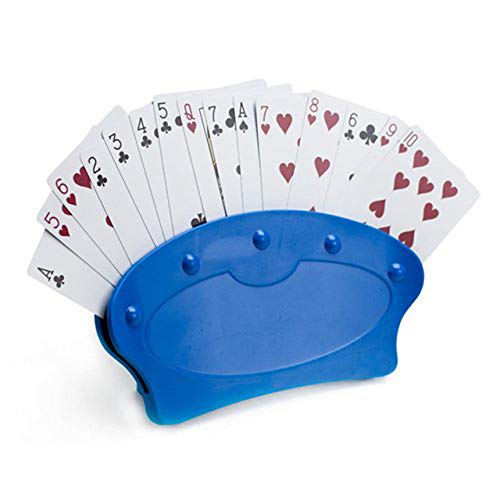 Hands-Free Playing Card Holders,Set of 2, 15 Card Holding,Blue,CapacityLazy Poker Base Game Organizes Hands for Easy Play Christmas Birthday Party Poker Seat Playing Card Stand