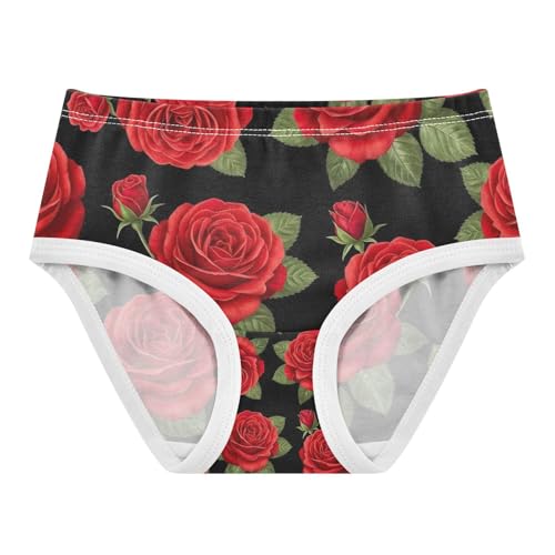 Flower Red Toddler Girls Underwear, Kids Underwear, 2T–8 Years