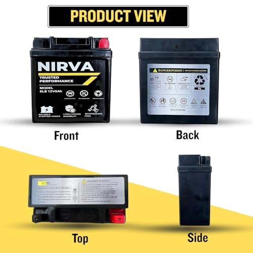 Image of NIRVA WITH DEVICE OF WOMEN PICTURE Rechargeable Motorcycle Battery, Maintenance-Free Replacement Battery for Bike Scooters (5LB 12V 5Ah)