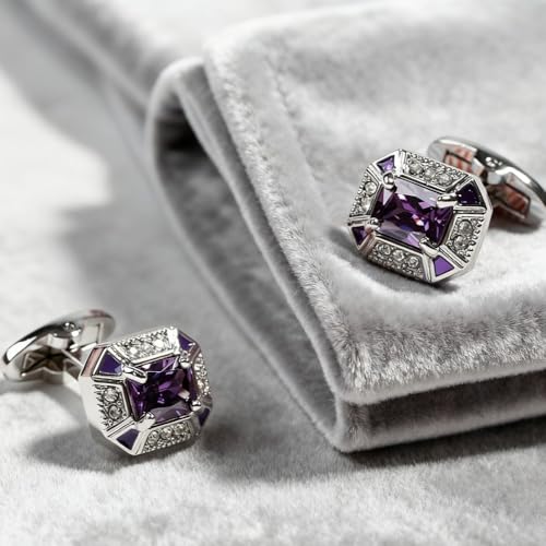 Set de Mancuernas para Hombre, Cristal Rectangular Morado miniatura 5