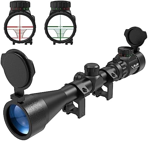 UUQ 3-9×40 Rifle Scope Fits 20mm Free Mounts, with Red/Green Illumination and Rangefinder Reticle - Includes Batteries, Waterproof and Fog-Proof (Fit 20mm Picatinny Rail)