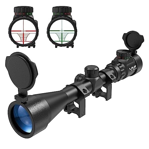 UUQ 3-9×40 Rifle Scope with Red/Green Illumination and Rangefinder Reticle - Includes Batteries, Fits 20mm Free Mounts, Waterproof and Fog-Proof,for Hunting,Airsoft and Pellet Guns