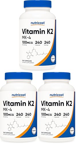 Nutricost Vitamin K2 (MK4) 240 Capsules (100mcg) - Gluten Free and Non-GMO (Pack of 3): retailer-supplied image