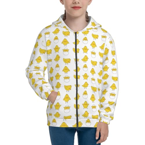 Cute Easter Chickens Kids Pullover Hoodies Boys Zip Up Sweatshirts Girls Athletic Clothes with Pocket3