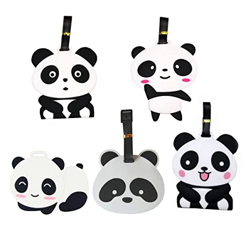 Panda Étiquette Bagage Dessin Animé Étiquette Valise,Suuwwn Étiquette Valise Avion Étanche Bagages Étiquettes Voyage Identifier Luggage Tags Valise Accessoires Étiquettes D'identification 5pcs Cover
