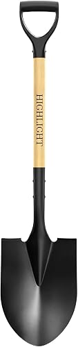 Shovel for Digging, 41 Inch Round Point Heavy Duty Spade with D-Handle Wooden Handle, Cold Rolled Steel Blade for Gardening Landscaping Snow Removal Beach Camping Car Emergency