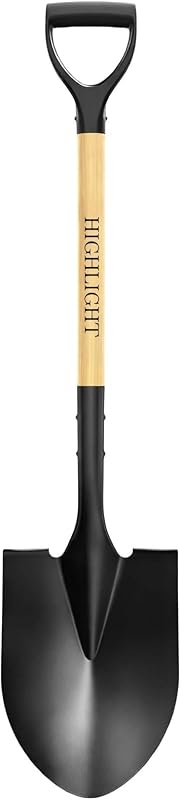 Shovel for Digging Round Point Garden 41 Inch D-Handle Wooden Handle | Heavy Duty Solid Steel Blade for lawn edging, transplanting, snow removal. Yard landscaping, camping, car emergency
