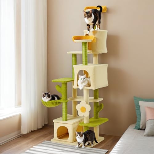 Erinnyees Árvore para gatos de 169 cm, torre para gatos grandes e adultos, torre de gatinhos de vári