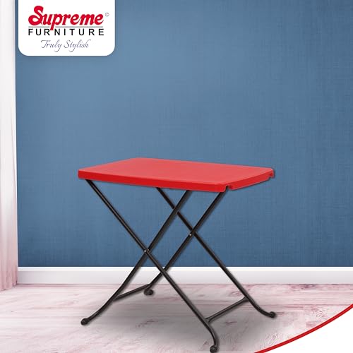 Image of Supreme Furniture Civic Multi-Purpose 3 Height Adjustable Rectangle Plastic Table,Portable for Study, Office, Work from Home, School, Living, Laptop, Bed, Indoor & Outdoor(Red)