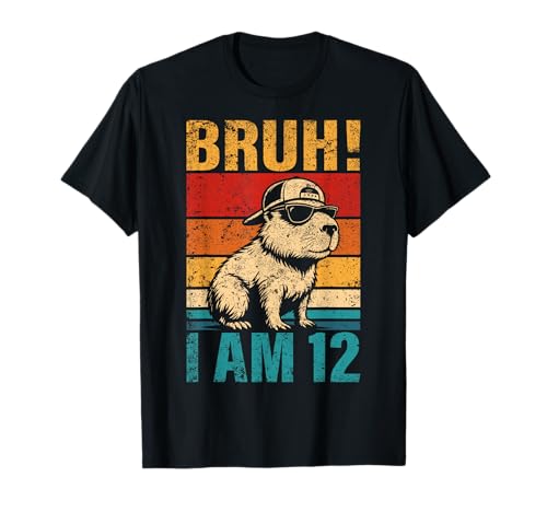 12 Year Old Birthday Boy Capybara Bruh It's My 12th Birthday T-Shirt