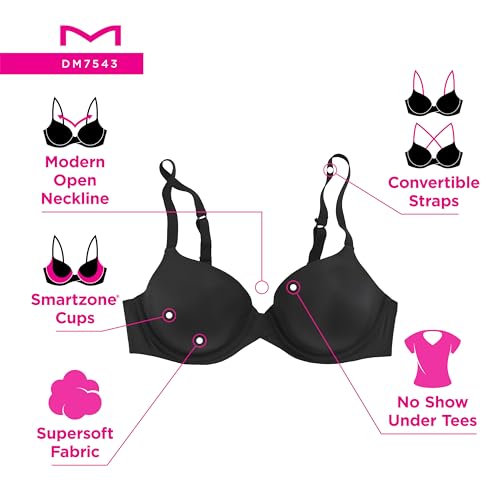 Image of Maidenform Women's Demi Underwire Bra, One Fab Fit Lightly Padded Bras for Women, Convertible Straps (Plus