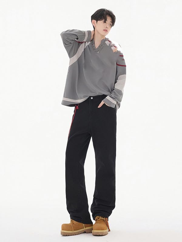 Men's Casual Classic Vintage Denim Career Trousers2