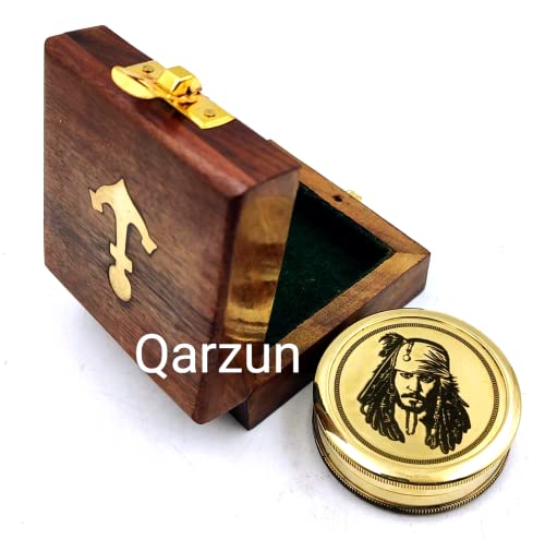 Brújula de latón con caja de madera para piratas miniatura 4