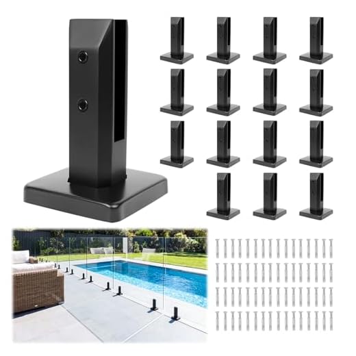 LukLoy 16 Pack NW. 2.1lb T304 Stainless Steel Glass Railing Spigot Heavy-Duty Matte Black Clamp Post Glass Railing System, No-Drill Design for Pool, Deck, Stair, Balustrade, Balcony Black - Level 2