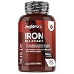 Iron Supplements for Women & Men - 28mg - 400 Tablets (6+ Months Supply) - Highly Bioavailable Ferrous Bisglycinate Form - Non-GMO & Vegan Iron Tablets High Strength - Gentle Formulation