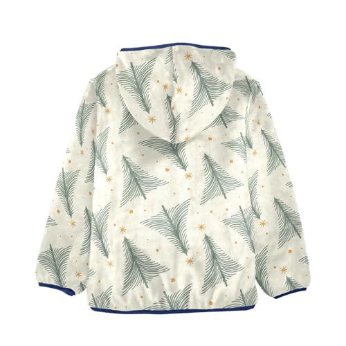 Creative Pine Tree Hand Painting Girls Fleece Jacket Girls Fall Jacket Girls Zip Up Hoodie Girls Sherpa Jacket 2-10T2