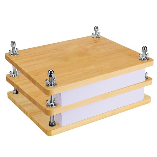 Vathery Book Press, Wooden Bamboo Flower Press Machine, Portable Book Binding Kits for Handmade Bookbinding, Manual Paper Press (11.6 x 7.9 Inch - 3 Floor), Double Layer