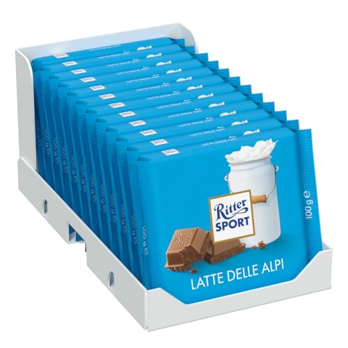 Ritter Sport Latte delle Alpi, Cioccolato al Latte, 12 Pezzi da 100g