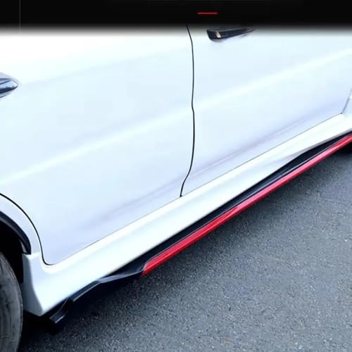 Extensiones de faldón lateral negro y rojo de 2.4m para tunear coches F10 y F11 en un kit de 4PCS 6