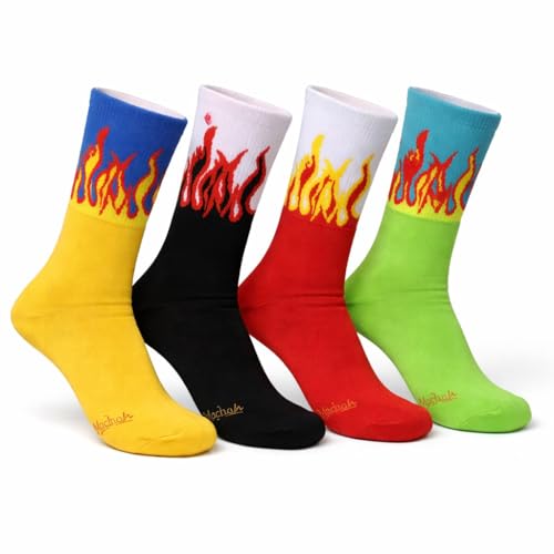 Image of Modal Cotton Anti-Bacterial Anti-Fungal Flame Socks for Men & Women | Anti-Odour Breathable Soft Crew Socks | Pack of 4
