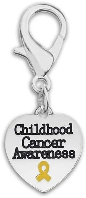 Gold Ribbon Hanging Charm for Childhood Cancer, Pediatric Cancer, Neuroblastoma and COPD Awareness - Perfect for Bracelets, Purses, Zipper Pull, Dog & Cat's Collar, Support Groups, and Fundraisers!