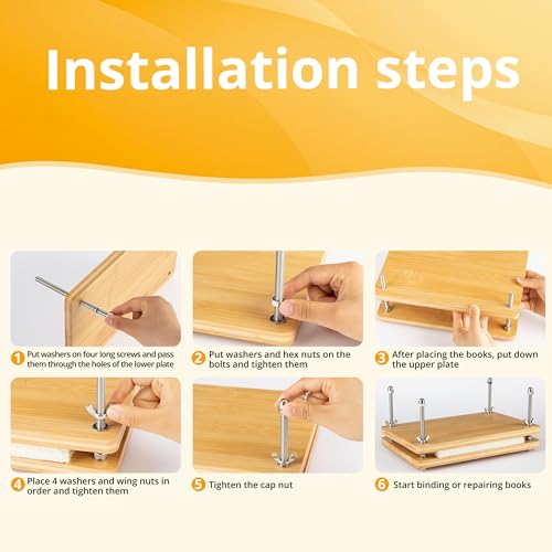 image for pamctry Bamboo Wooden Book Press for Bookbinding - Portable Bookbindin