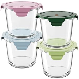 8 PCS Glass Meal Prep Containers with Lids, Airtight 3 Cup Glass Storage Containers Set, Heat-Resistant BPA-Free Glass Containers for Soup Leftover, Microwave, Dishwasher, and Freezer Safe (4 Packs)