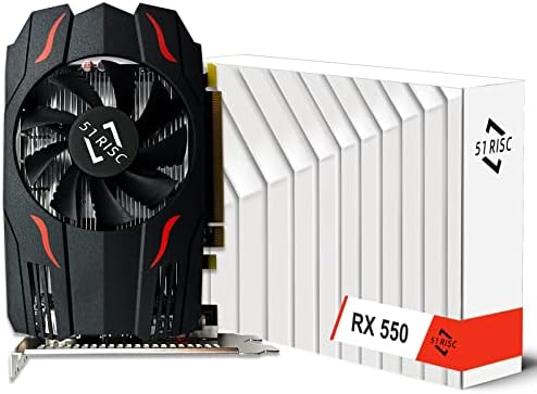 51RISC Radeon RX 550 Graphics Card, 4GB GDDR5 128-bit DirectX 12 PCI Express 3.0 DP/HDMI/DVI-D ATX/ITX Computer Gaming Video Card 4K Display Card