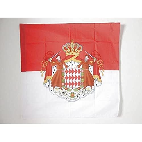 AZ FLAG Bandera de Monaco con Armas 90x90cm para Palo - Bandera MONEGASCA con Escudo 90 x 90 cm