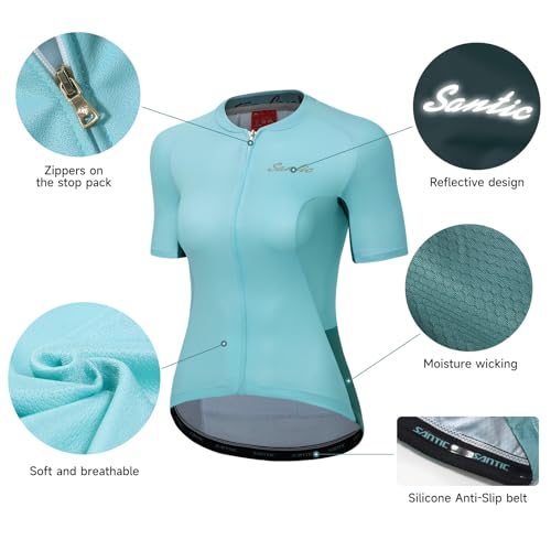 Santic SDK-K9L2082 Women'S Cycling Jersey Short Sleeve Biking Shirt Full Zip Tops thumb #2
