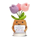 Crochet Tulip Thank You Gift – “Thank You for Being One of Them” – Appreciation Gift for Coworker, Teacher, Staff, Employee, Nurse, Volunteer, Mentor – Cute Handmade Desk Keepsake