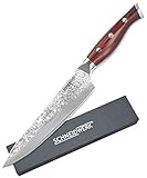 SCHNEIDWERK Schneider Werkk Premium G10 - Cuchillo de Cocina (Mango de Acero de Damasco, Hoja de 20 cm, 67 Capas, Afilado de Acero de Damasco, Acero Inoxidable), Color Rojo