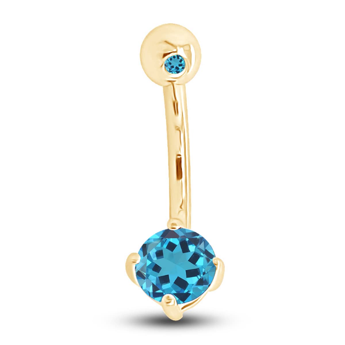 AFFY Body Piercing Belly Button Ring in 14K Gold Over Sterling Silver, Mother's Day Gift For Her