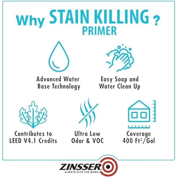 Zinsser 377940 Stain Killing Primer, Quart