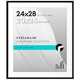 Americanflat 24x28 Picture Frame with Polished Plexiglass - Use as 20x24 Frame with Mat or Display 24x28 Photo Without Mat - Streamline Collection - Thin Border Picture Frames for Wall - Black