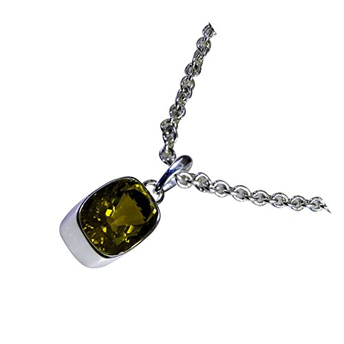 Pendentif Citron Quartz taillé en coussin, un bijou artisanal haut de gamme en argent
