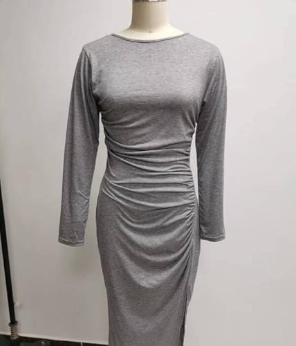 ANBID Vestido feminino de malha outono e inverno solto joelho fino suéter grosso saia casaco suéter