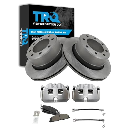 Image of TRQ Rear Brake Pad & Rotor Kit Semi-Metallic Compatible with 2014-2014 Ram 2500